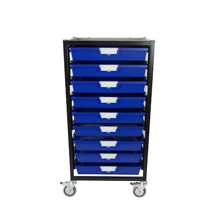 Storsystem Commercial Grade Mobile Bin Storage Cart with 9 Blue High Impact Polystyrene Bins/Trays CE2301DG-9SPB